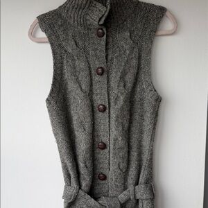 Esprit Charcoal Cable Knit Turtleneck Sweater Vest